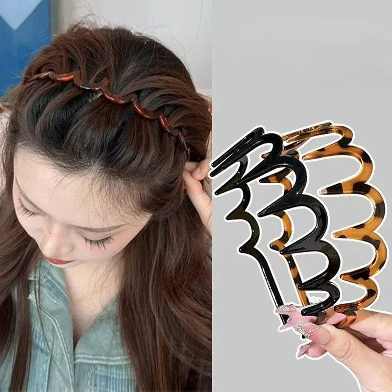 Korean Big Size Wave Foldable Non-Slip Headband Women Girls Hair Hoop Plastic Hair Band Hair Clip Headwear Face Wash Hairband