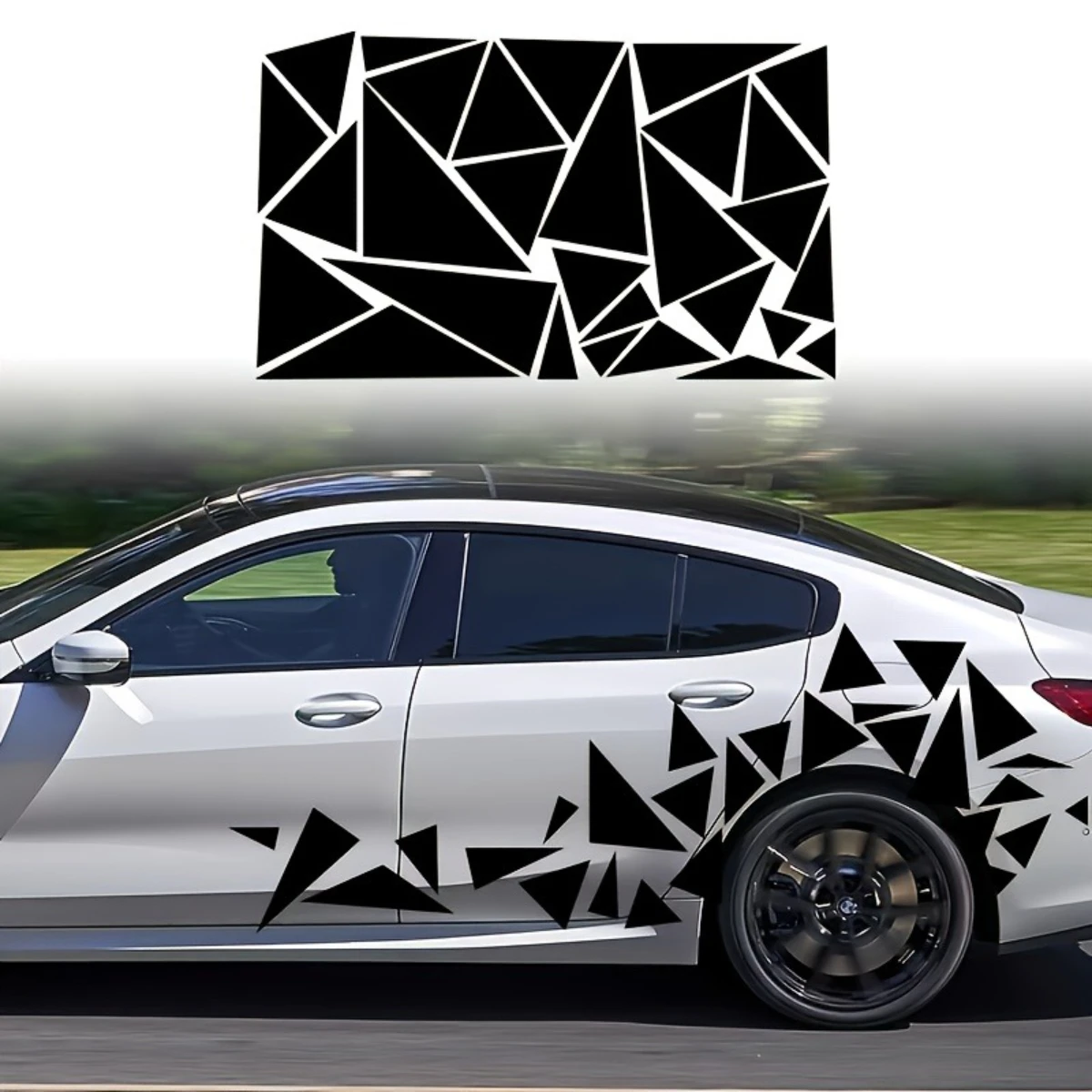 

1 Set Geometric Triangle Sporty Car Stickers Waterproof for Cars Trucks SUVs Door Trunk Window Body Self-Adhesive Vinyl Decals