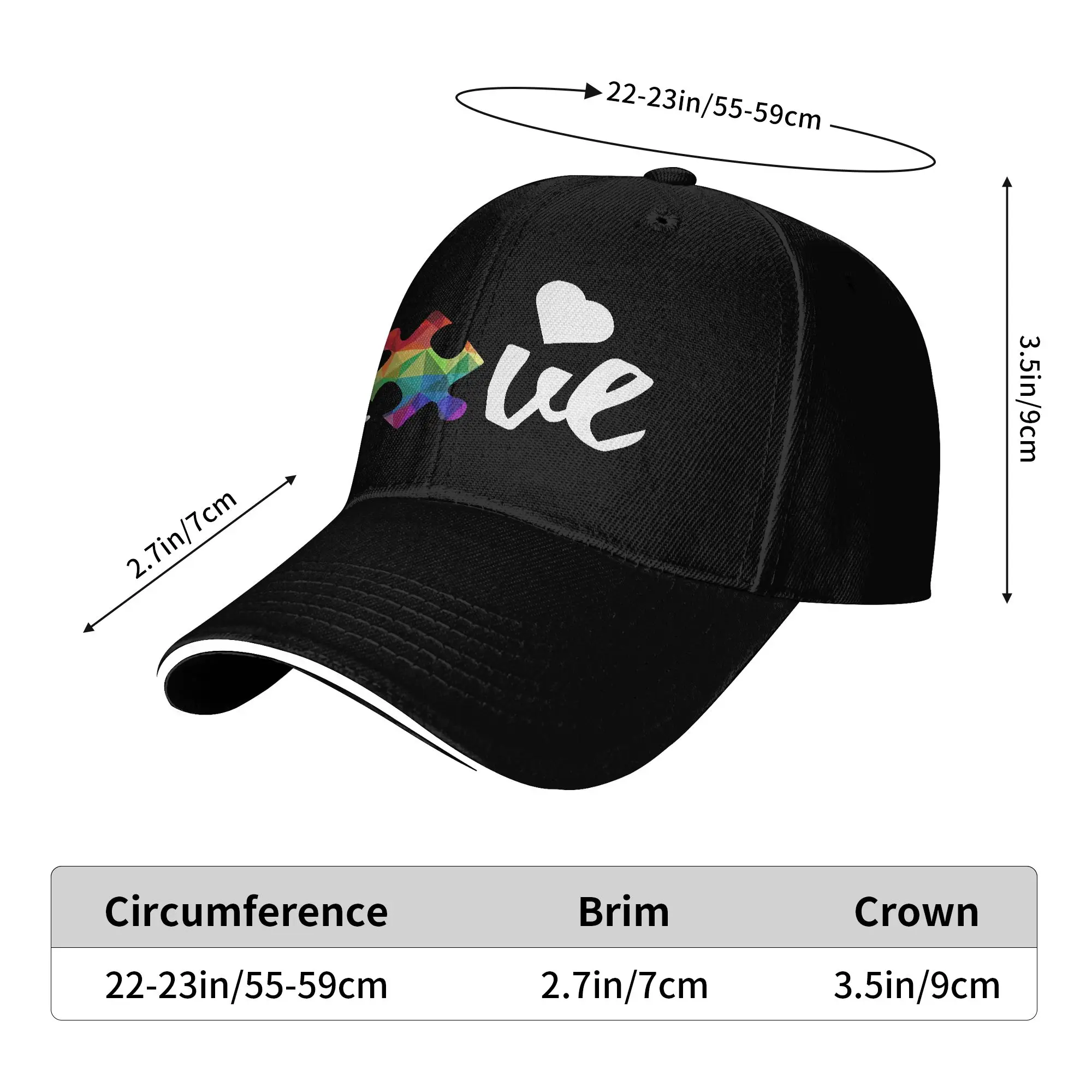 Love Autism Awareness Gift  Baseball Cap  Men Women Trucker Hat Summer Street Style Running Hippie Sunscreen Baseball Caps