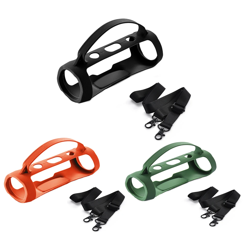 Silicone Protective Case Cover with Strap Carabiner Protective Cover Portable Anti-Scratch For JBL Charge Essential 2/ Charge 4