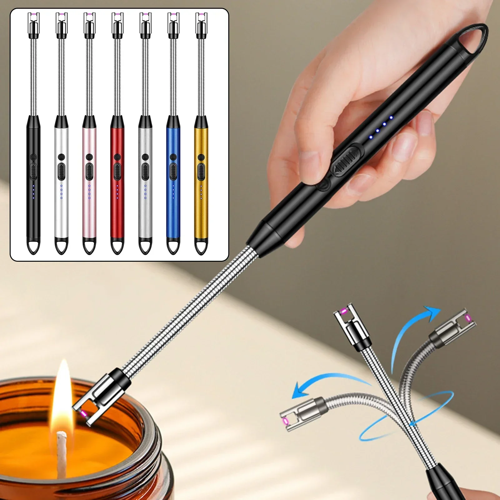 المحمولة الذكية نبض الشاعل نوع C قابلة للشحن المطبخ قطعة أثرية المنزلية موقد غاز مقبض طويل ولاعة إلكترونية بالجملة #4