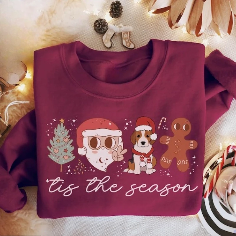 بيغل عيد الميلاد البلوز سانتا الزنجبيل رجل عيد الميلاد Crewneck طاقم الرقبة عارضة مريحة الخريف الشتاء الحرارية هوديي #6