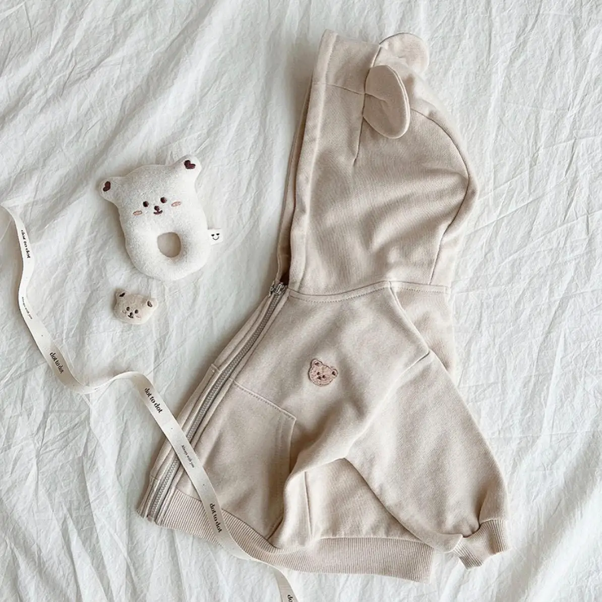 2026 Autumn New Baby Cute Bear Ear Hooded Coat Infant Long Sleeve Casual Coat Children Cotton Jacket For Boys Girls Zipper Tops