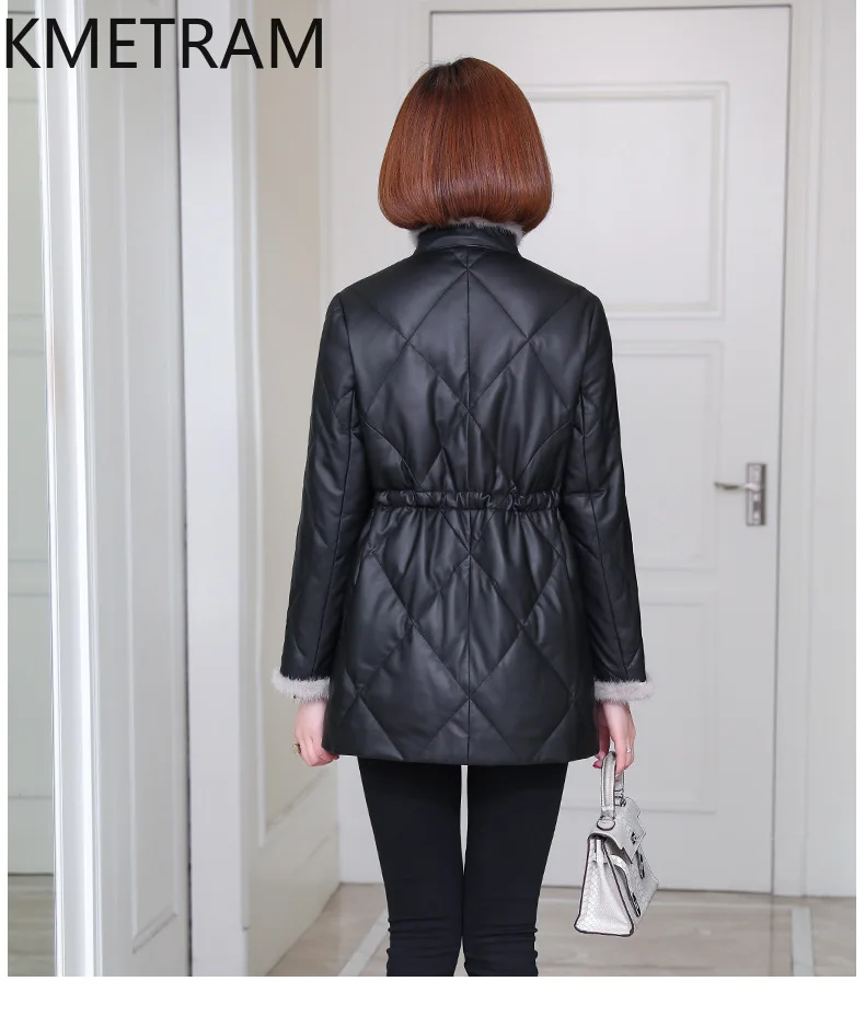 KMETRAM Genuine Sheepskin Down Jackets Women Mink Fur Collar Mid-Length Winter Coat Fashion Puffer Jacket 2026 Woman Clothes 자켓