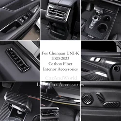 Carbon Fiber Car Air Condition Outlet Console Gear Shift Head Window Lift Trim Panel Interior Accessories For Changan UNIK UNI-K