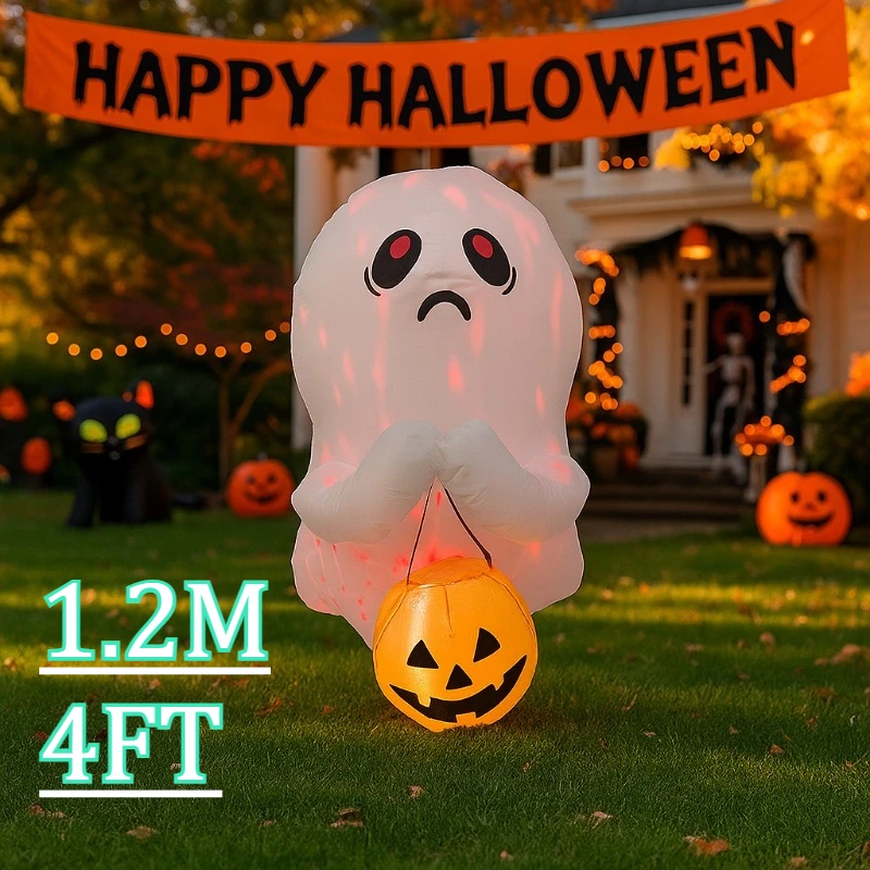 

1.2M/4FT Outdoor Holiday Decorations Halloween Inflatable Toys Poor Ghost Colorful Lights Inflatable Model Ornament Party Garden