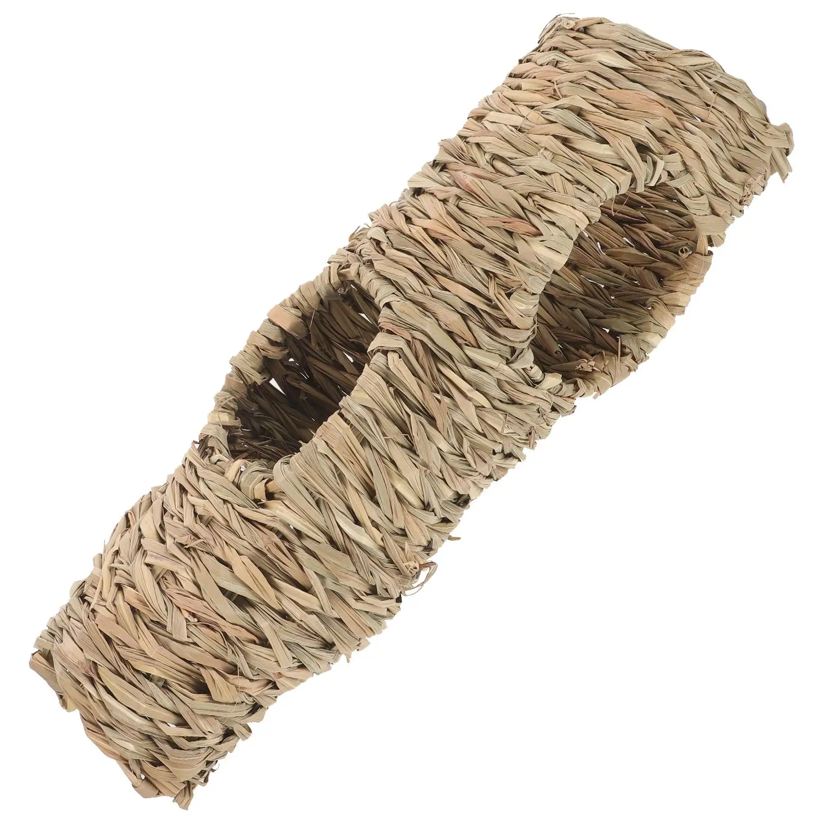 Straw Tunnel Toy 45x16cm Natural Safe Material Hamster Chinchilla Guinea Pig Hideout Plaything Small Pet Cage Adornment