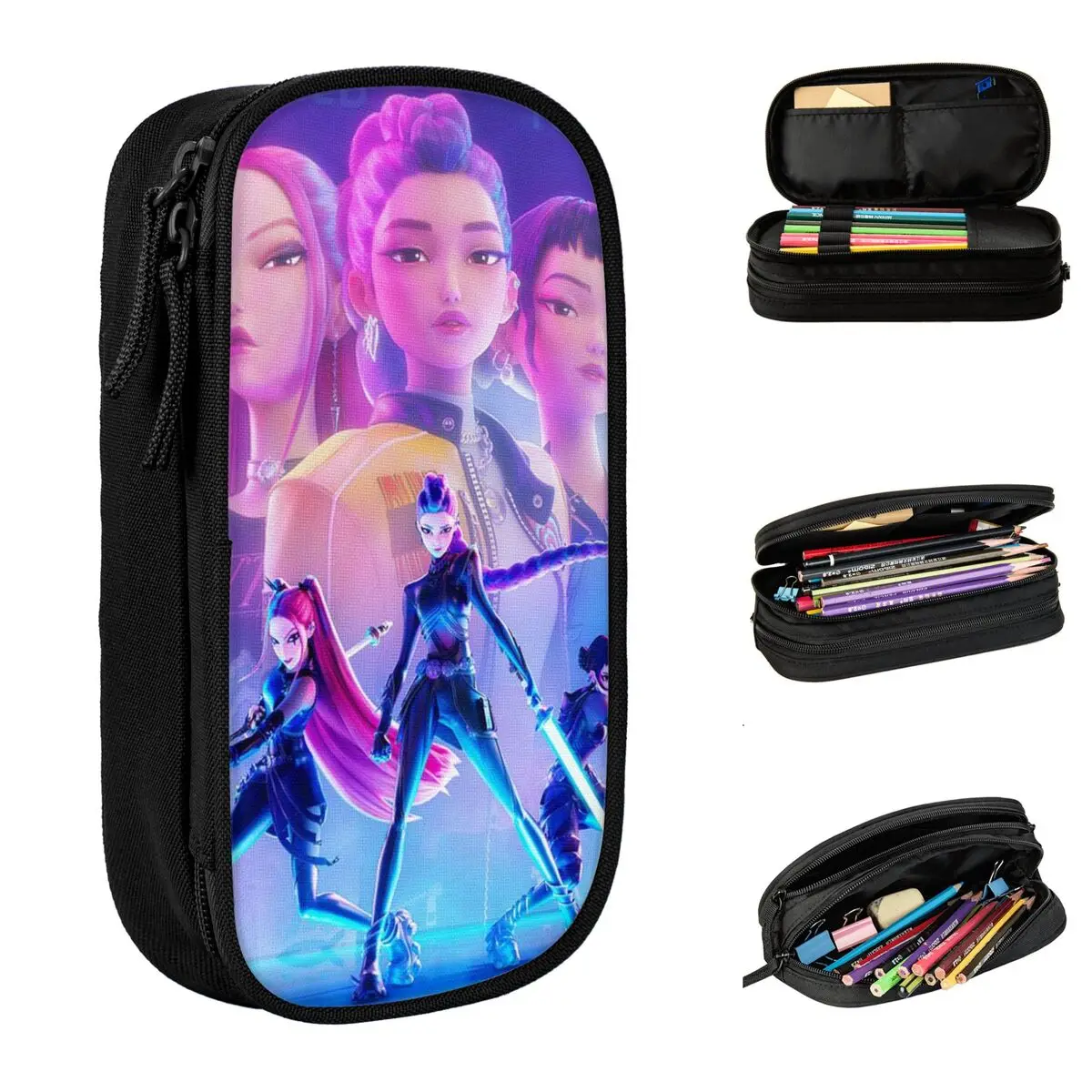 

Kpop Demon Hunters Huntrix Accessories Pencil Case Large-capacity Kids School Supplies 2025 Movie Pencilcase Amazing Gift