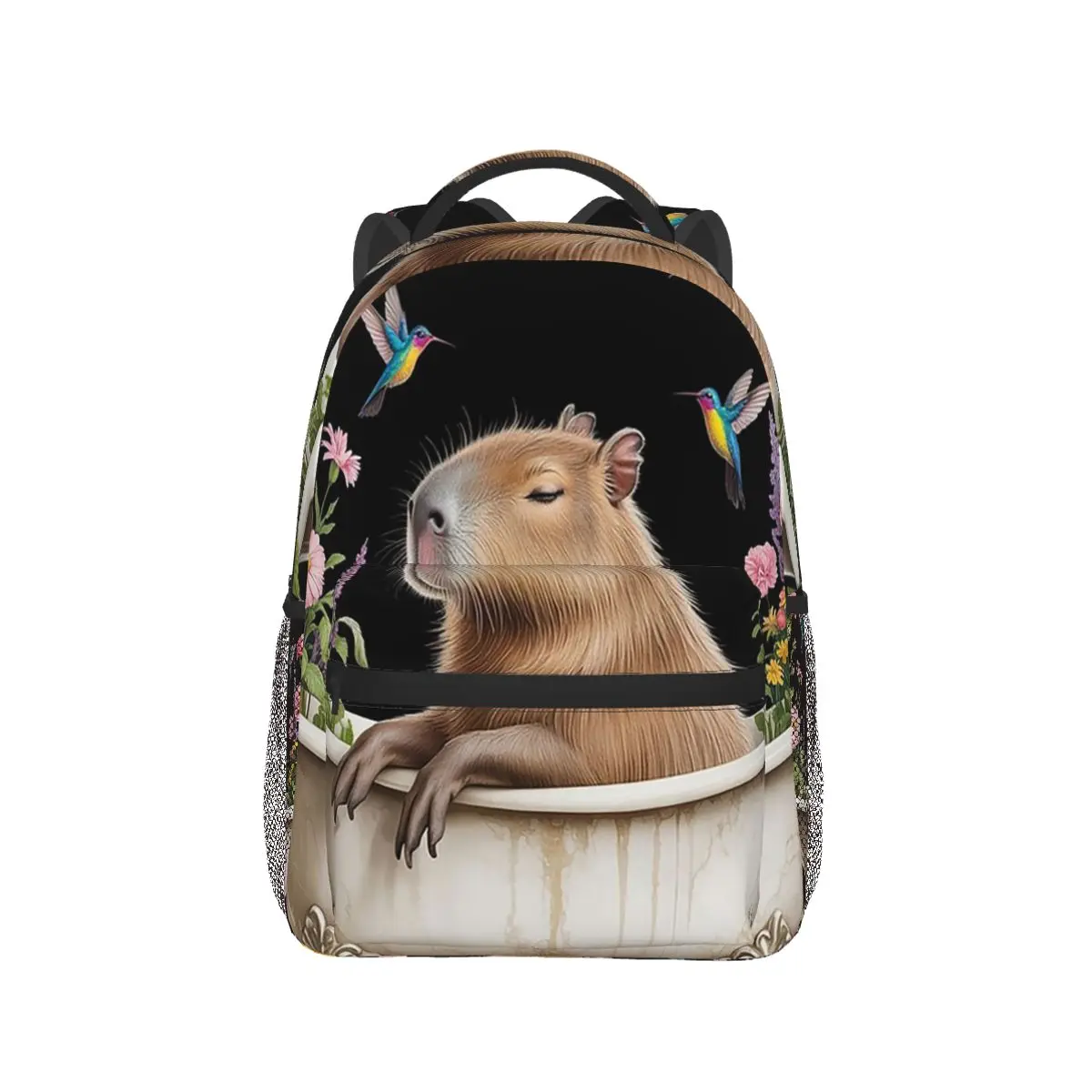

Bath Water Capybara Hot Spring Bubble Backpack Hot Sale Daypack Large Capacity Kids BookBag School Bag Shoulder Bags for Unisex