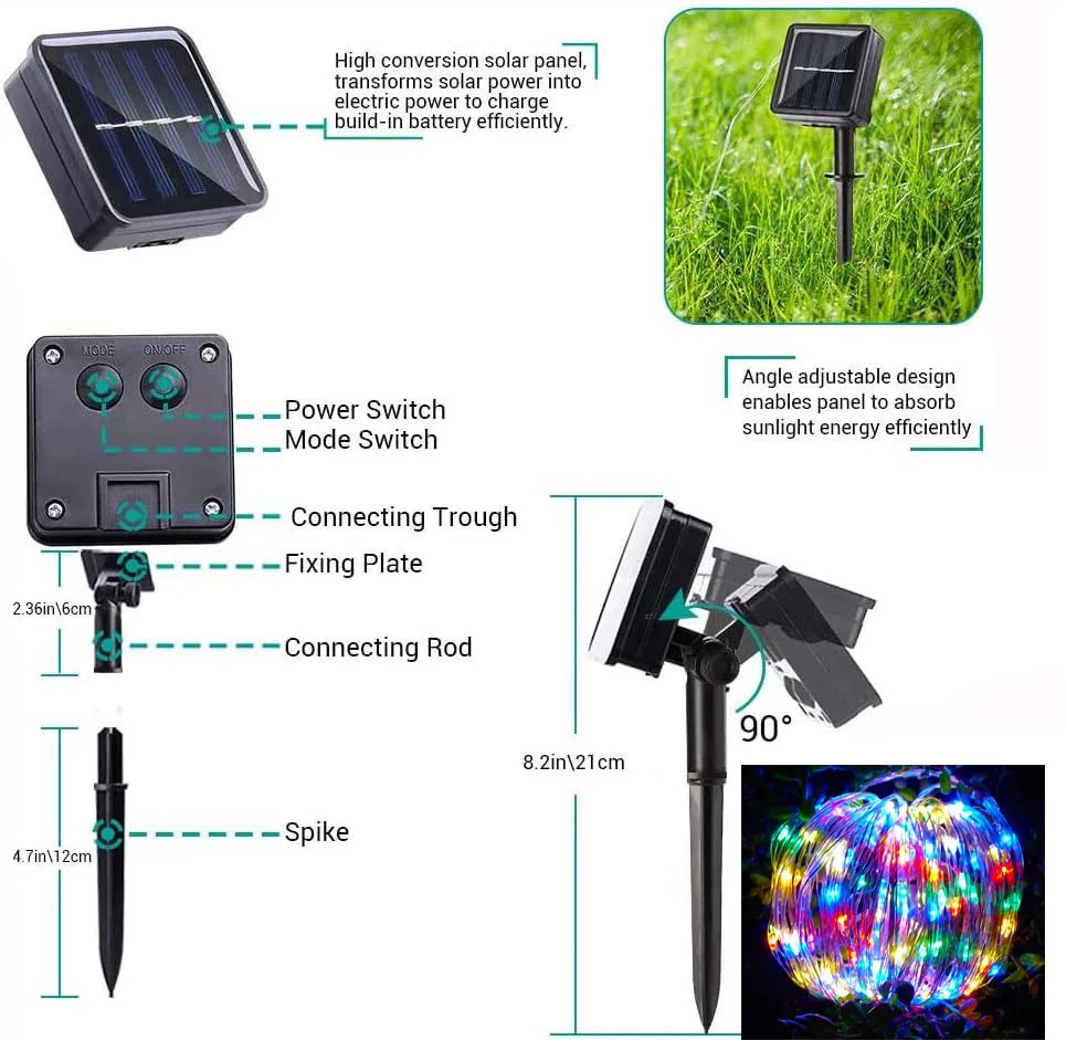 Luci natalizie solari per esterni Luci natalizie lampeggianti a LED Luci decorative da giardino con design a forma fai-da-te per la festa di Natale dell'albero del cortile