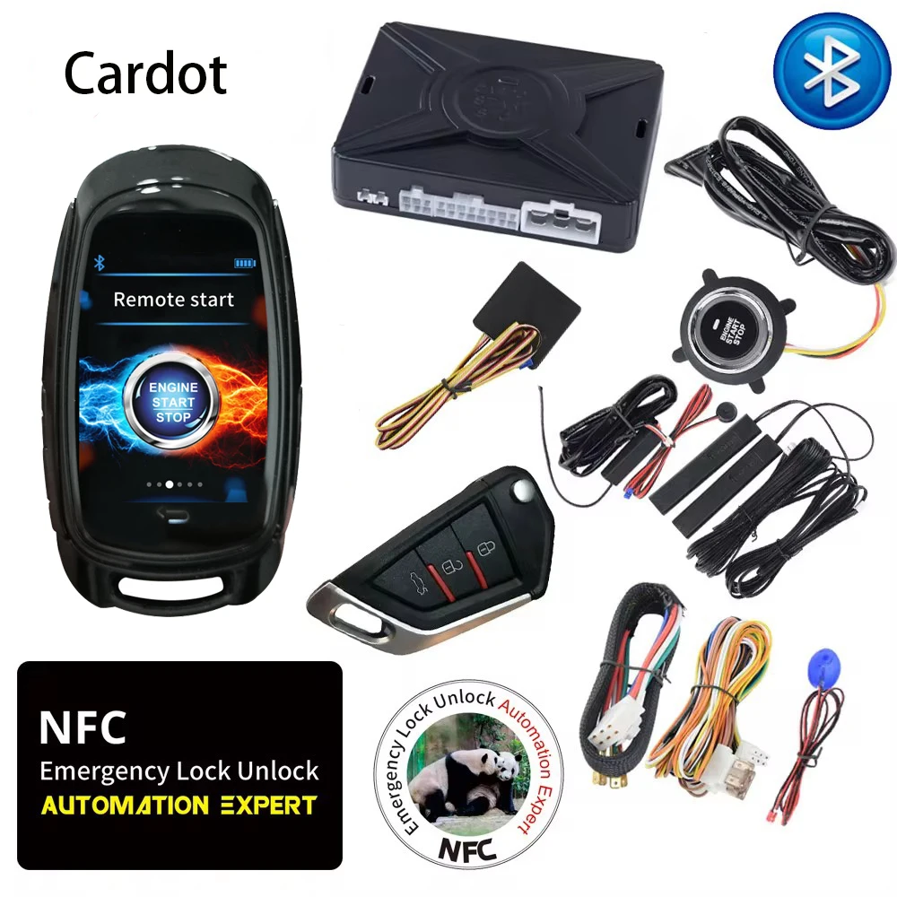 Cardot Smart Lcd Key 12V Car Alarm Passive Keyless Entry Remote Start Stop Engine System