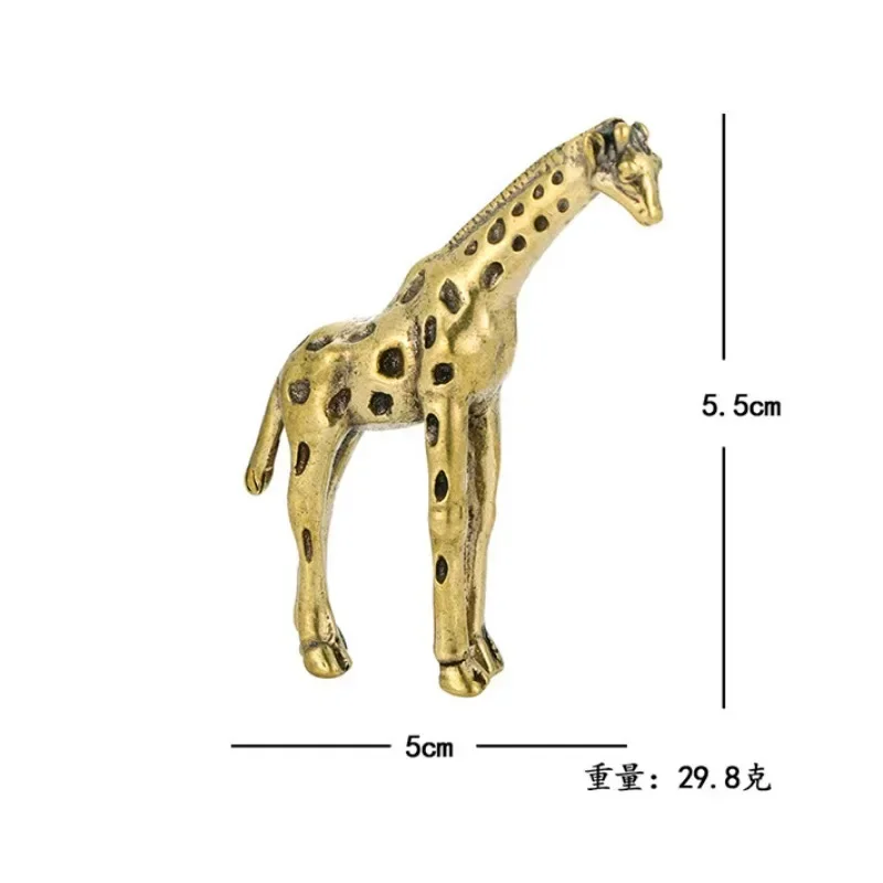 Античная латунная маленькая статуя жирафа, настольное украшение, винтажные фигурки животных, миниатюрные украшения, ремесла, аксессуары для домашнего декора