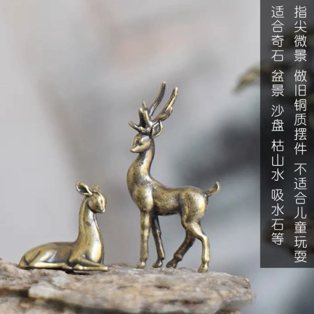 Micro-Landscape Fawn Landscape, Rockery, Rockery, Bonsai, Sand Pan, Dry, Simulation, Animal Decoration