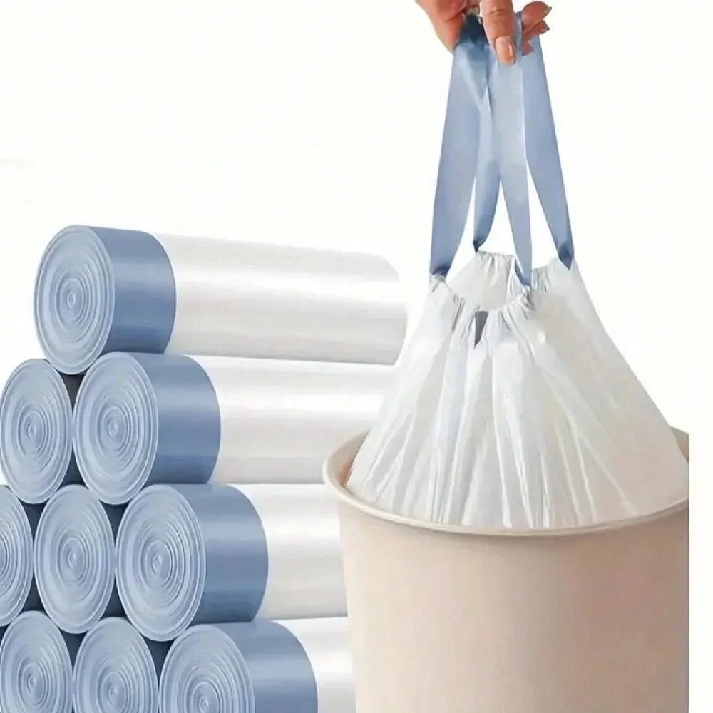 Multipurpose Drawstring Trash Bags - Disposable, High Capacity, Point-Break Tear Design For Home, Office, And Outdoor Use