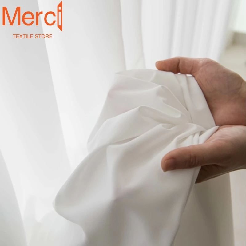 Luxurious Chiffon White Tulle White Sheer Curtains for Living Room Bedroom Voiles Door Screen Partition Door Decoration Solid