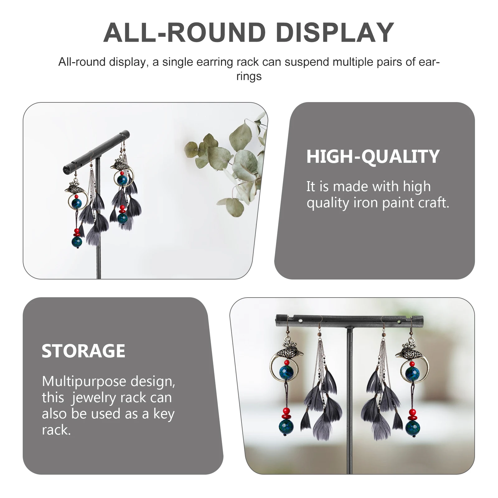 

3 Pcs Earring Display Stand Rack Racks Stands Accessories for Selling Iron Earrings