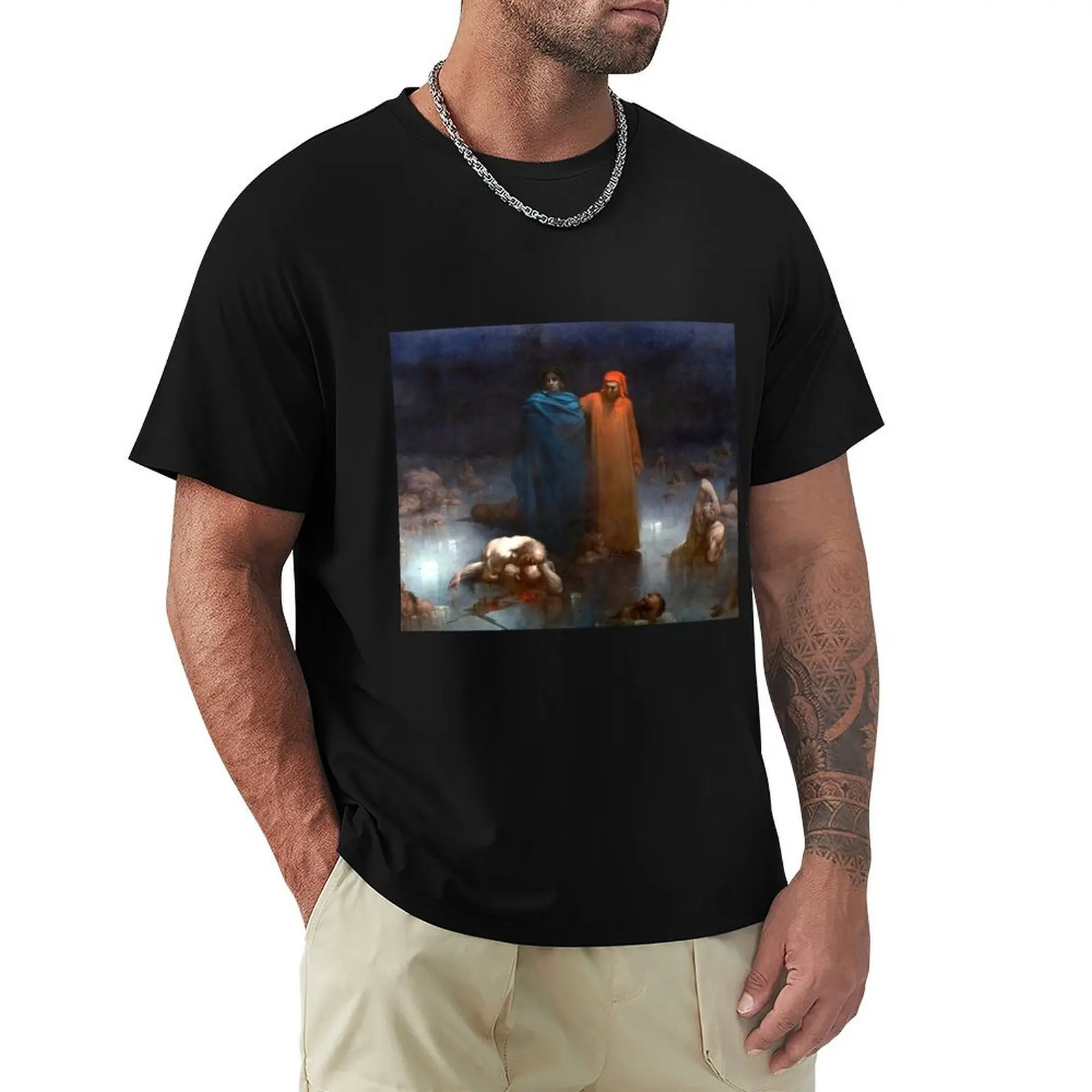 

Dante and Virgil in the Ninth Circle of Hell - Gustave Dore T-Shirt oversized t shirt man clothes mens fashion