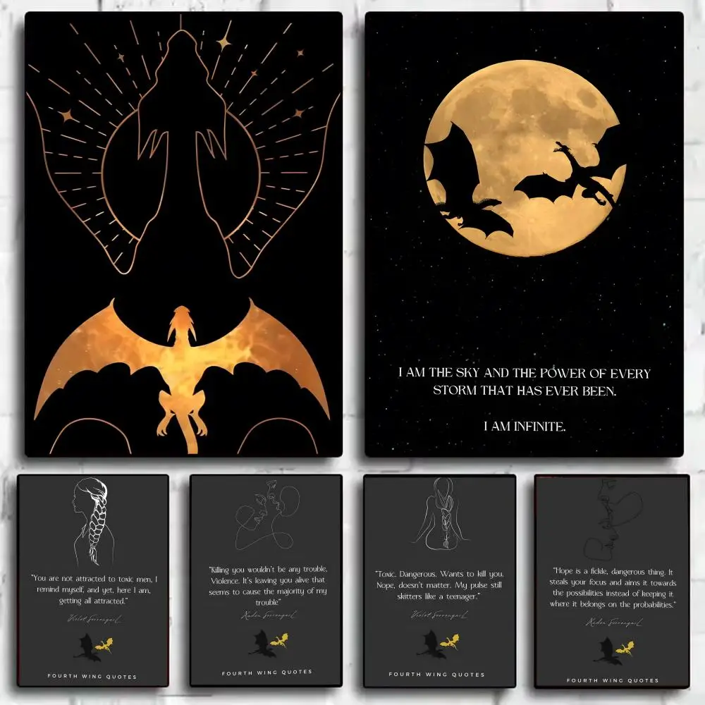Fourth W-Wing Dragon Poster Stickers HD Waterproof Painting Wall Art for Bedroom Living Room Home Decor Decoration Gift
