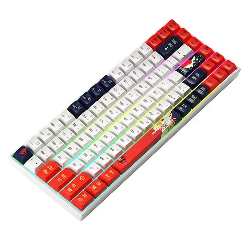 

84 Keys Tri-mode Mechanical Gaming Keyboard Hot Swappable PBT Five-sided Sublimation KDA Profile Gateron Silver/Red