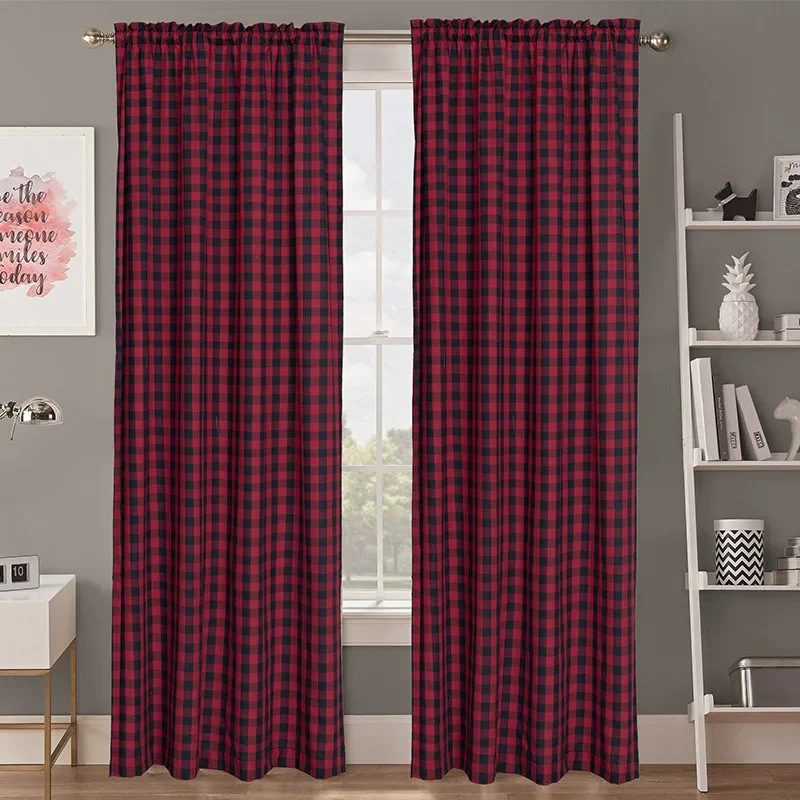 (59) Customized Factory Direct Sales Amazon Hot Selling Curtains Nordic Style Lattice Curtains