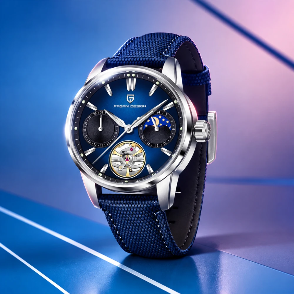 PAGANI DESIGN Luxury Tourbillon Watch Mechanical Automatic Watch Sports Leather Luminous Waterproof Watches for Man reloj hombre