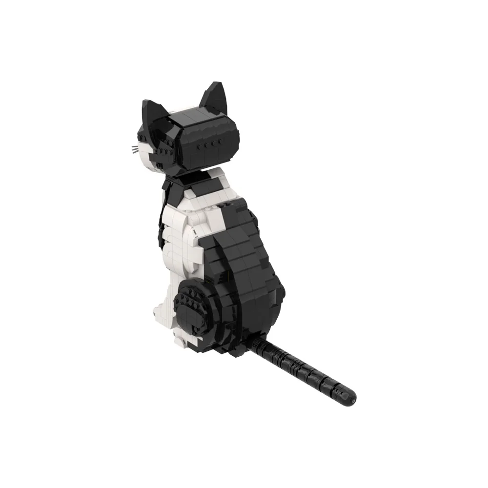 MOC Tuxedo Cat Model Building Blocks Cartoon Cute Pet Cat Black and White Design Tuxedo Cat Animal Brick Toy Adult Gift
