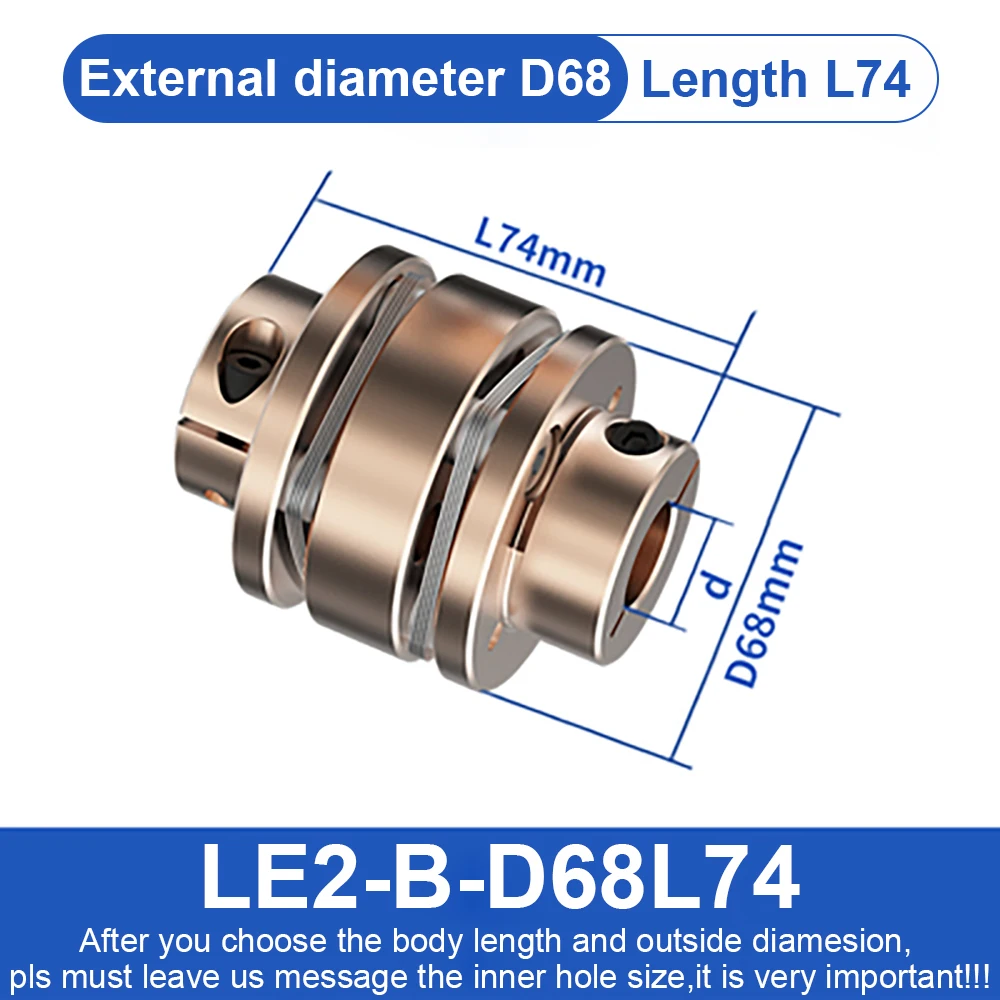 Acoplamiento de brida LE D68L54/74, acoplador de eje de Motor Flexible, diafragma de aluminio, junta Universal para impresora 3D, Cardan CNC