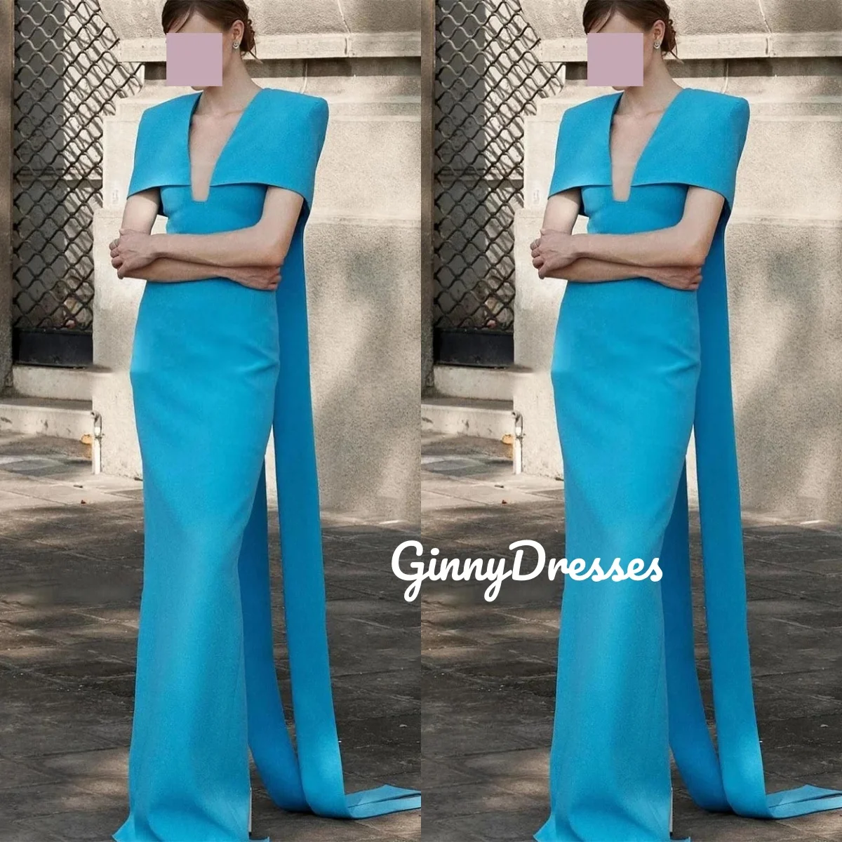 فسات kapaPersonalizza abiti da festa eleganti con scollo a V profondo a-line per le donne Abiti lunghi fino al pavimento per eventi speciali Cerniera Up Cap S