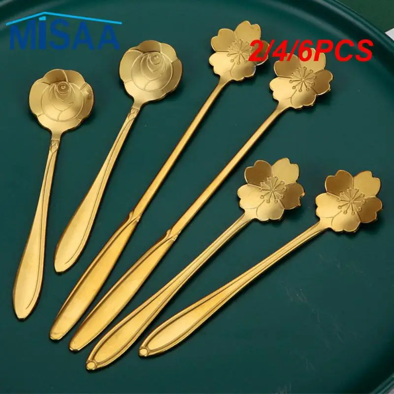 2/4/6PCS Coffee Mixing Spoon Simple And Generous Hand Polish The Round Edge Stainless Steel