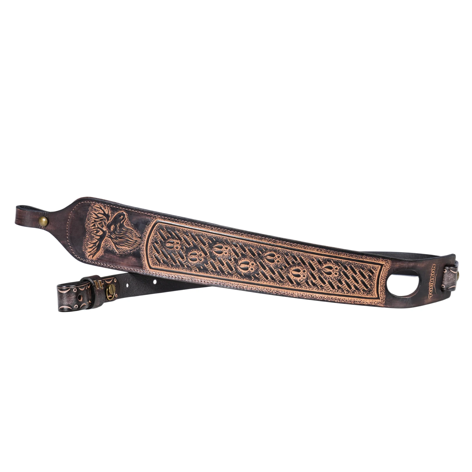 Tourbon Vintage Leder Gewehrriemen, Rutschfester Gewehr-Schultergurt, Verstellbare Länge 105cm, Fingerstütze, Jagdzubehör – Detail 25