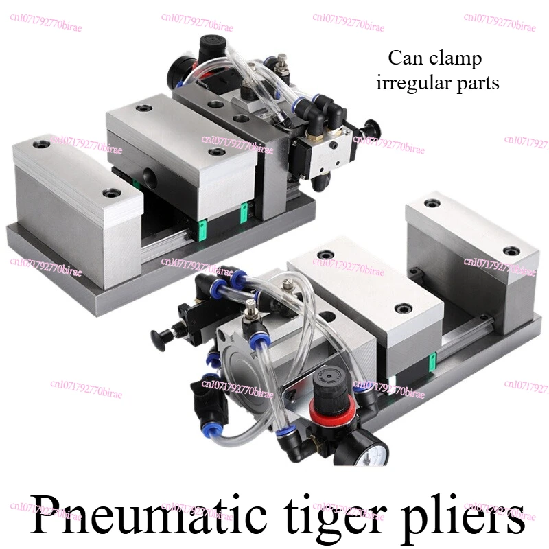 Pneumatic Vise Fixture Flat Jaw Clamp Fixed Bench Vise for Milling Machine Drilling Workholding Tool