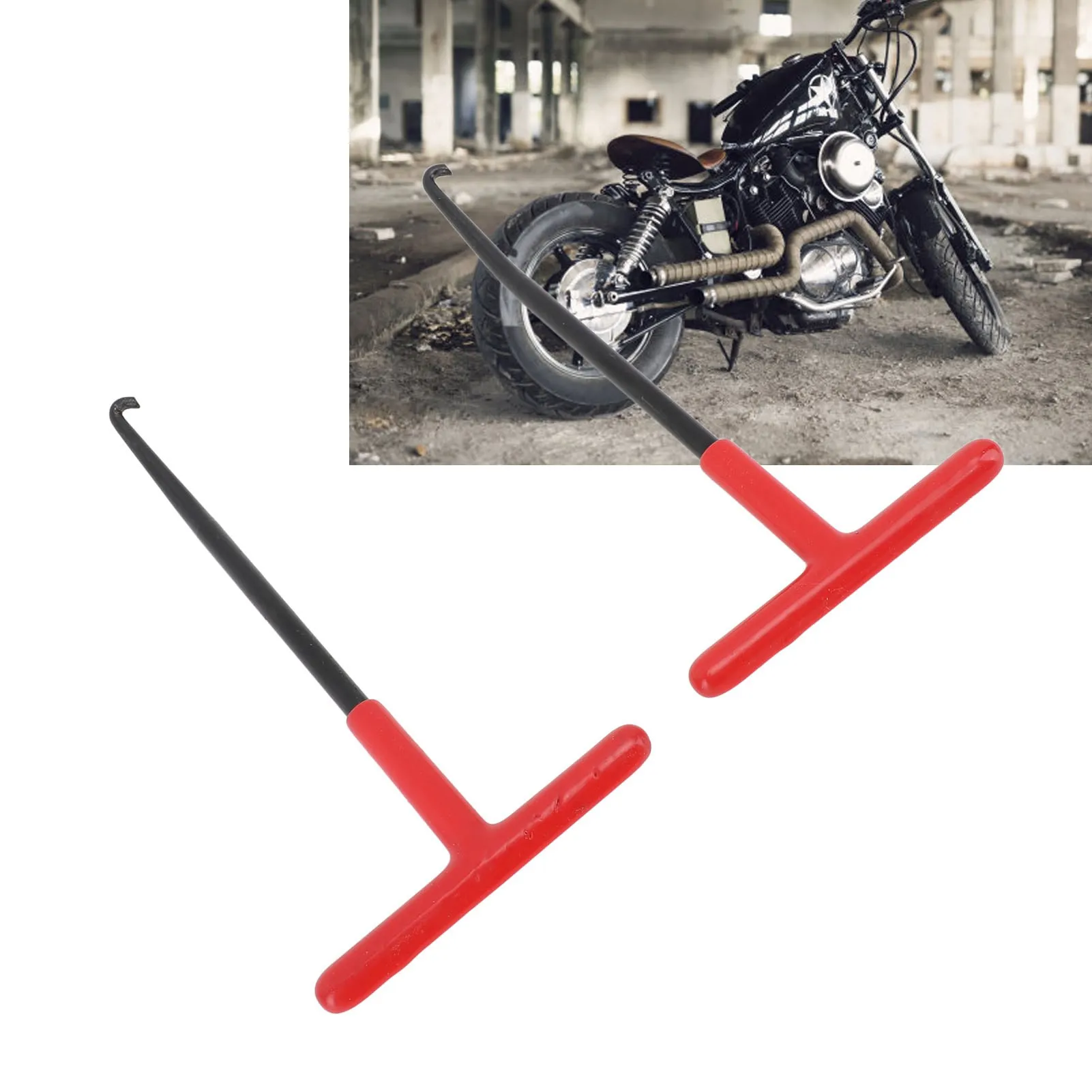 

1 Pair Motorcycle T Handle Exhaust Spring Hook Comfortable Grip Lightweight Spring Puller Removal Tool for Motorbike