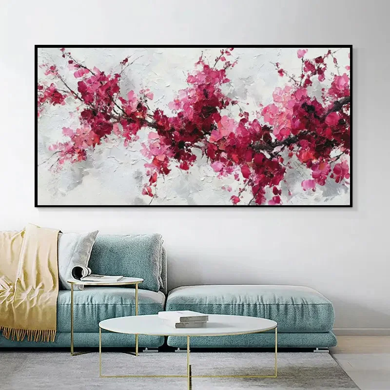 Popular Design New Yellow White Blooming Flowers Vase Home Wall Art For Decor Large Handpainted Red White Flowers Oil Painting