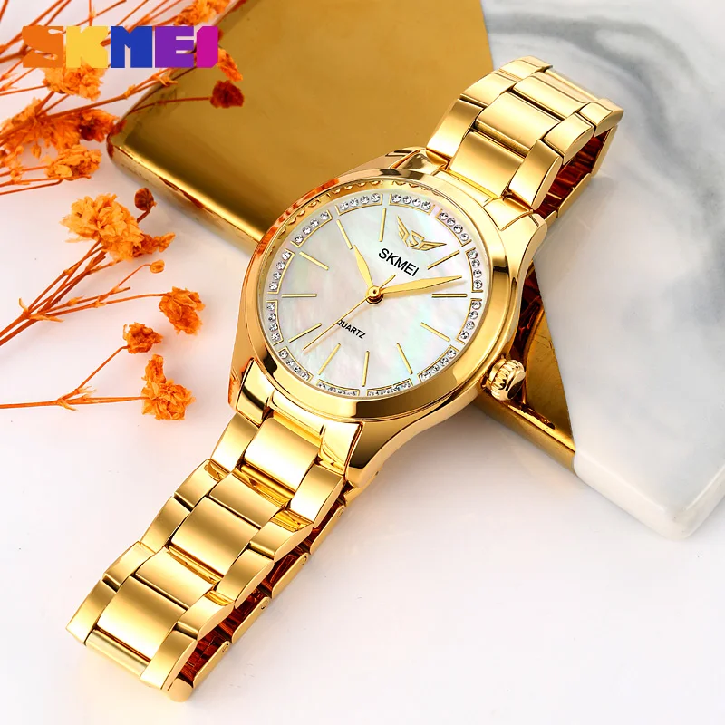 SKMEI Original Brand Quartz Watch Luxury Stainless Steel Strap Casual Fashion Women\'s Wristwatch Waterproof Ladies Watches