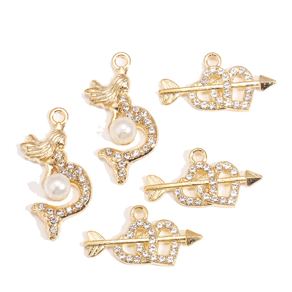 Peixin 10Pcs Exquisite Mermaid Cupid Love Arrow Alloy Pendant Charm For Earrings Bag Pendant DIY Jewelry Making Decoration