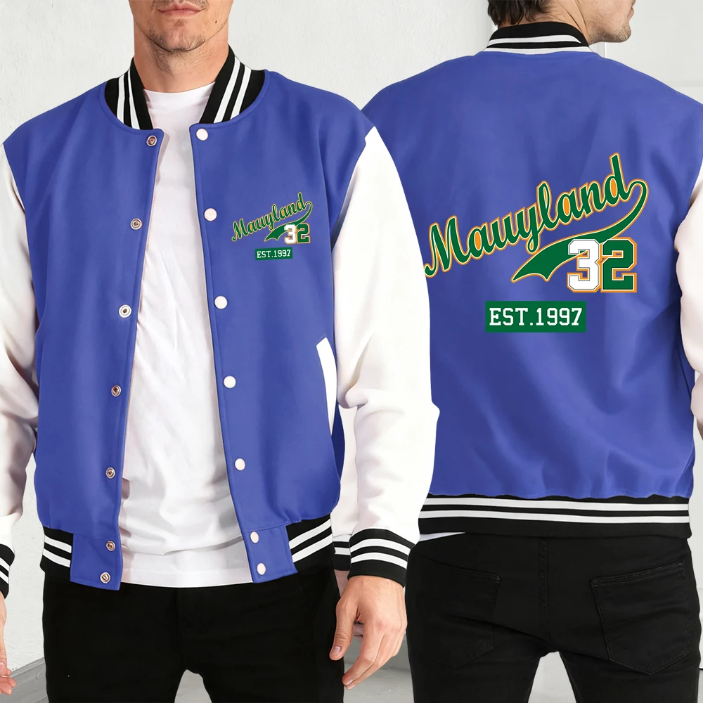 

Green Art Words And 32 Prints Baseball Jacket Men Casual Loose Top Autumn Fleece Vintage Clothing Male American Hip Hop Coat