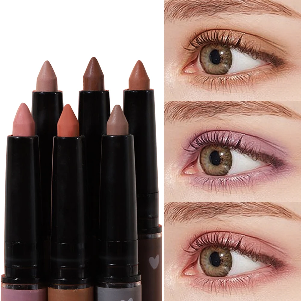 Nieuwe Matte Oogschaduw Potlood Blijvende Waterdichte Liggende Zijderupsstok 6 Kleuren Poedervrij Nude Roze Oogschaduw Highlight Pen Make-Up