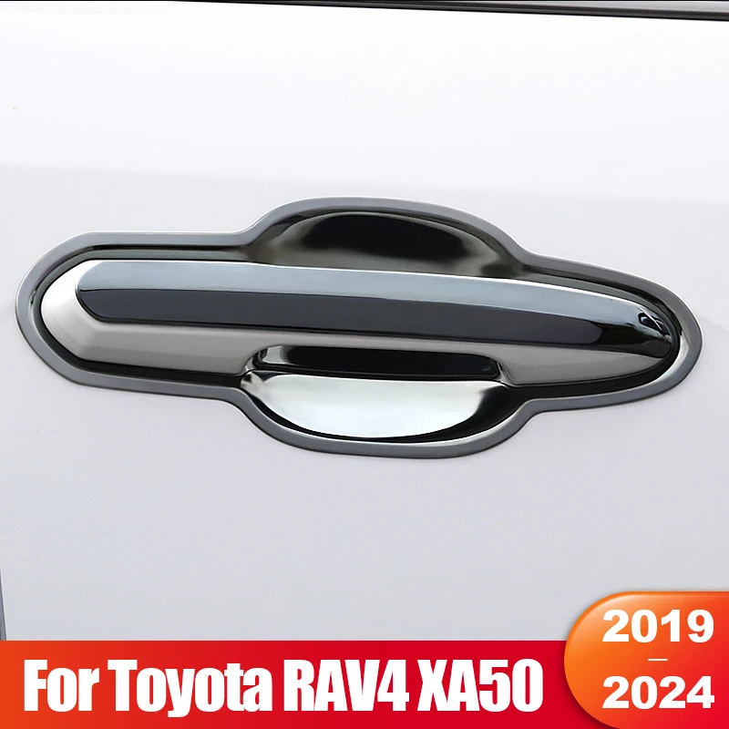 トヨタ RAV4 XA50 2019 2020 2021 2022 2023 2024 ハイブリッド ステンレス製 ドアハンドルボウルカバー 保護トリム アクセサリー