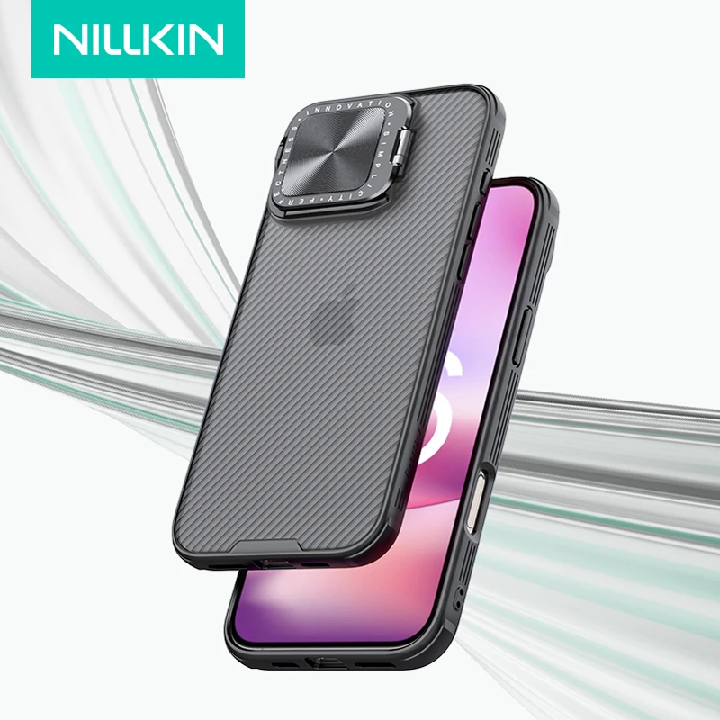 

Nillkin Case For iPhone 16 Pro Max Transparent Case CamShield Prop With Phone Holder Hinged Camera Protective Cover