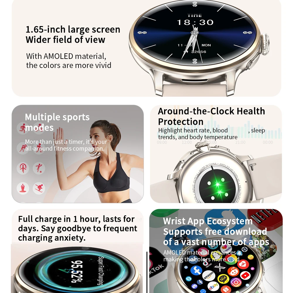 4G対応、防水機能付きスポーツスマートウォッチ。ビデオ通話、 - Smartwatch Watches For Women With Gps のレビューと価格