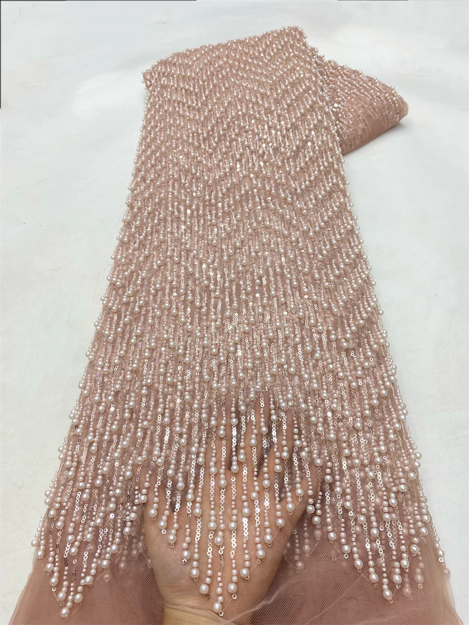 High Quality African French Beaded Lace Fabric 2025 Sewing Sequins Embroidery Nigeria Lace Fabric for Party Dresses