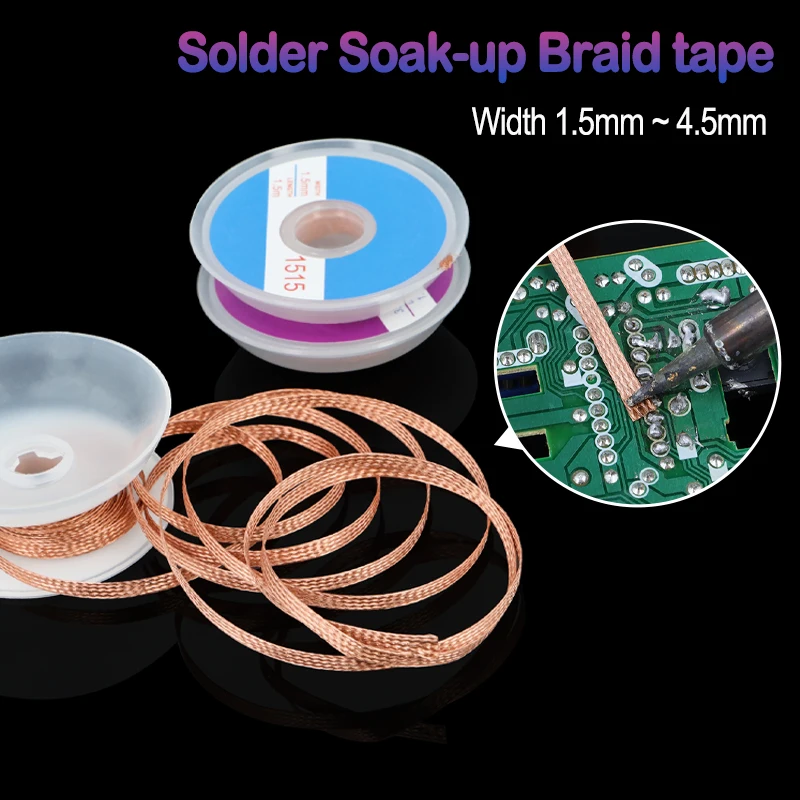 1/2/5pcs Desoldering Wick Braid Welding Solder Width 1.5mm 2mm 2.5mm 3mm 3.5mm 4mm Remover Wire Lead Cord Flux BGA Repair Tool