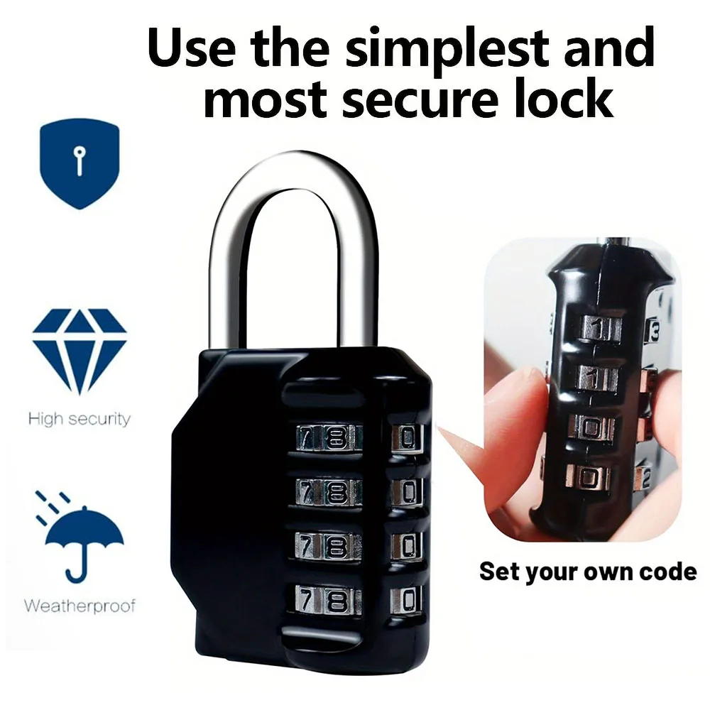 

4 Digit Combination Padlock Zinc Alloy Suitcase Luggage Lock Metal Code Password Lock for Travel Bags Backpacks Storage