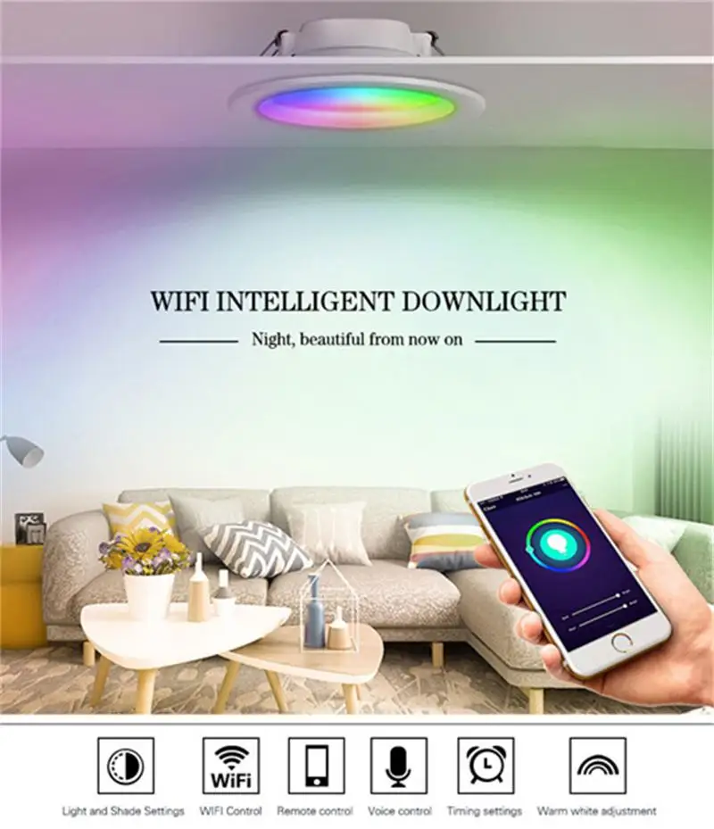 RSH WiFi Homekit Smart LED Downlight 2.5 3.5 4 Inch Round Ceiling Lamp RGBCW Dimmable Spotlighting Siri