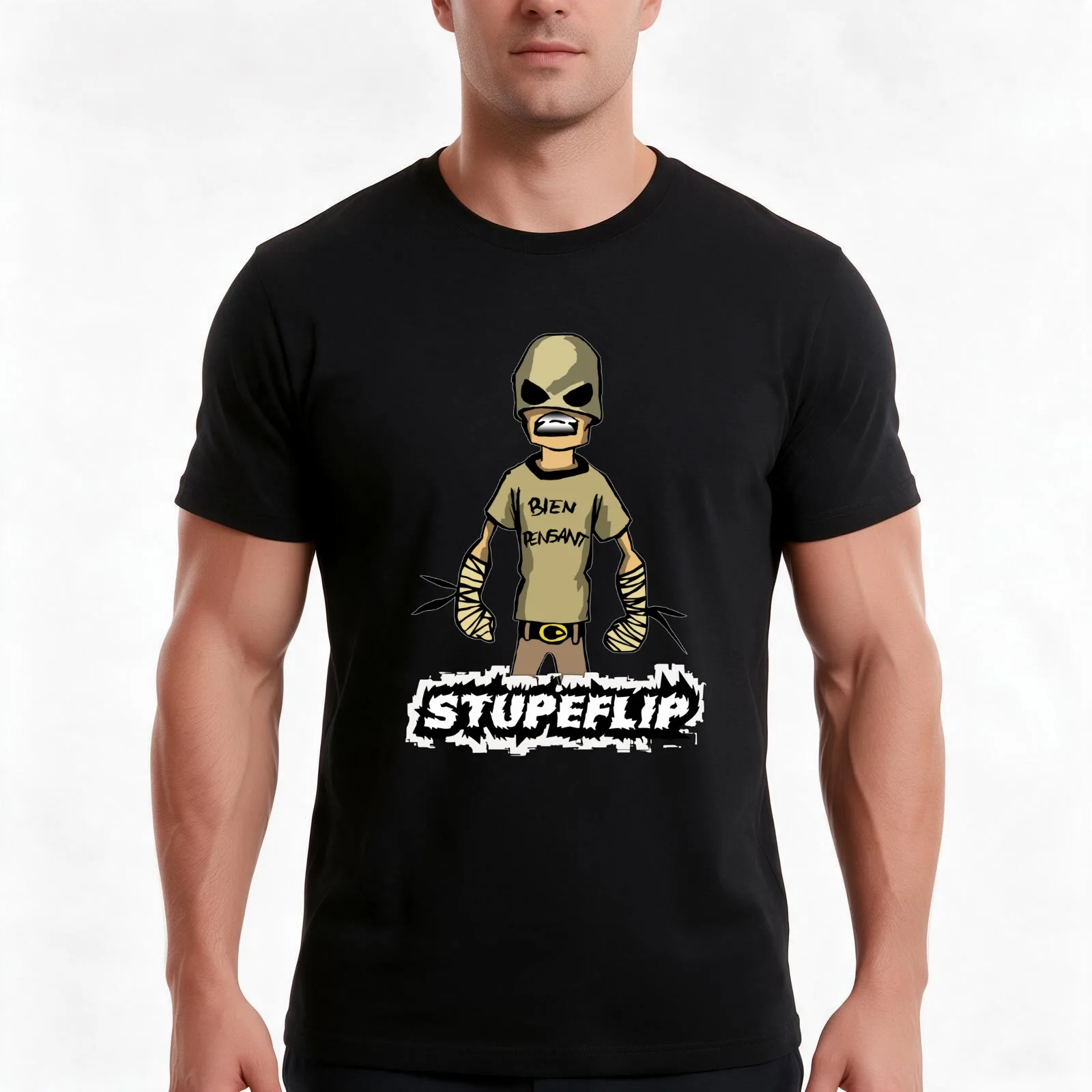 stupeflip Down with the Hierarchy Terrora T-Shirt, Summer Casual Cotton Tee, Oversized Streetwear Tops, Vintage Graphic Print