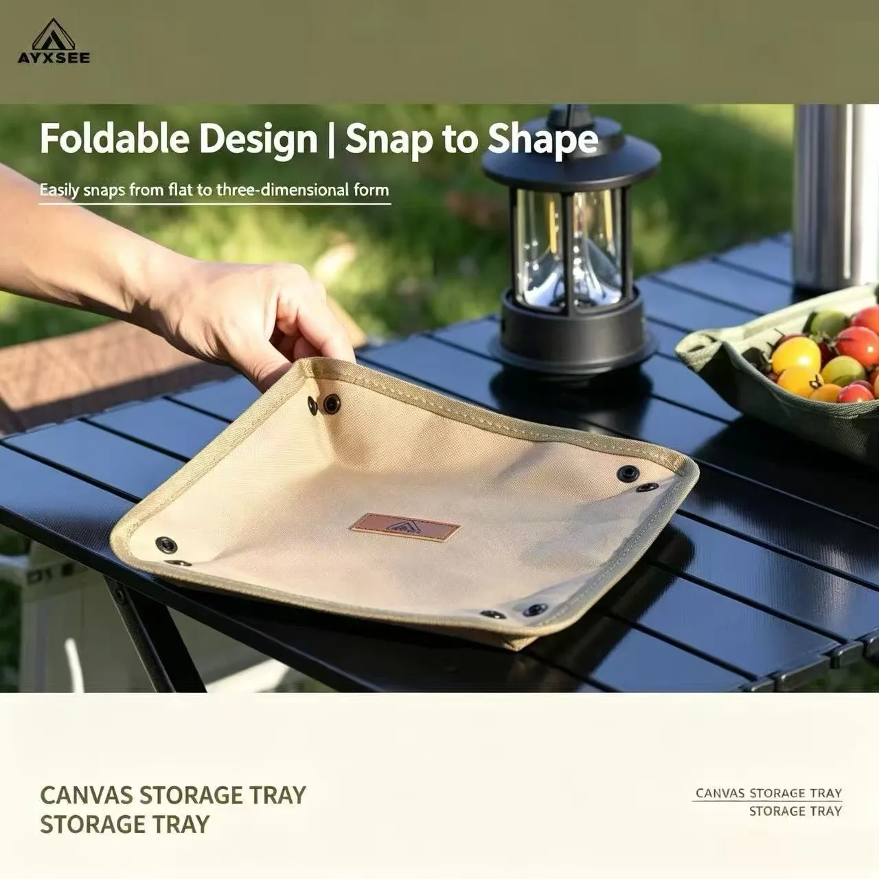AYXSEE Portable Folding Square Storage Tray for Outdoor Camping Household Travel - Multi-Item Organizer Box