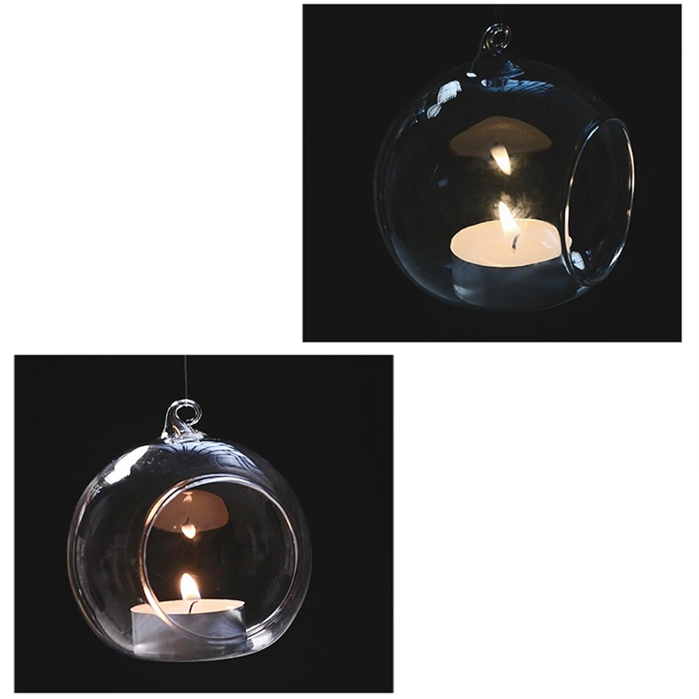 1Pcs Fashion Candle Holder Hanging Clear Globe Glass Terrarium Air Plant Decor for Your Family Dinner, Wedding, Party, etc