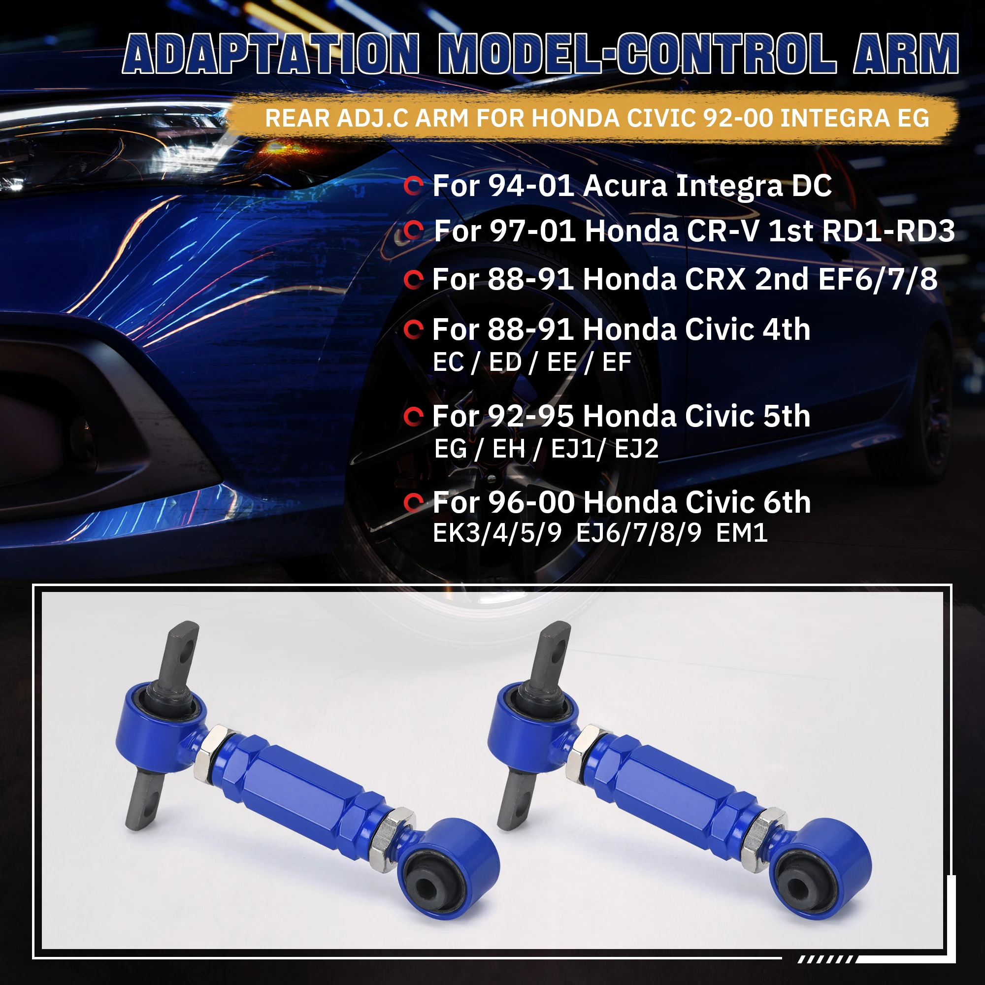 WLR RACING - REAR ADJ.C ARM FOR HONDA CIVIC 92-00 INTEGRA EG REAR ADJUSTABLE CAMBER ARMS KIT WLR9802