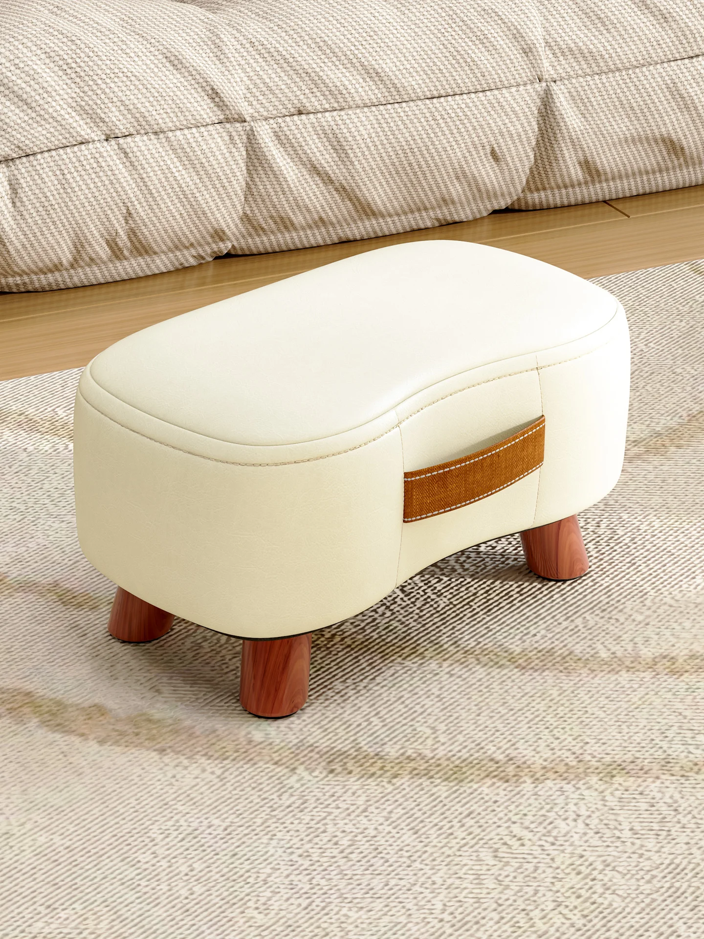 Compact Footrest Stool Simple Design Sofa Side Table Shoe Changing Stool Soft Padded Living Room Furniture Small Stool