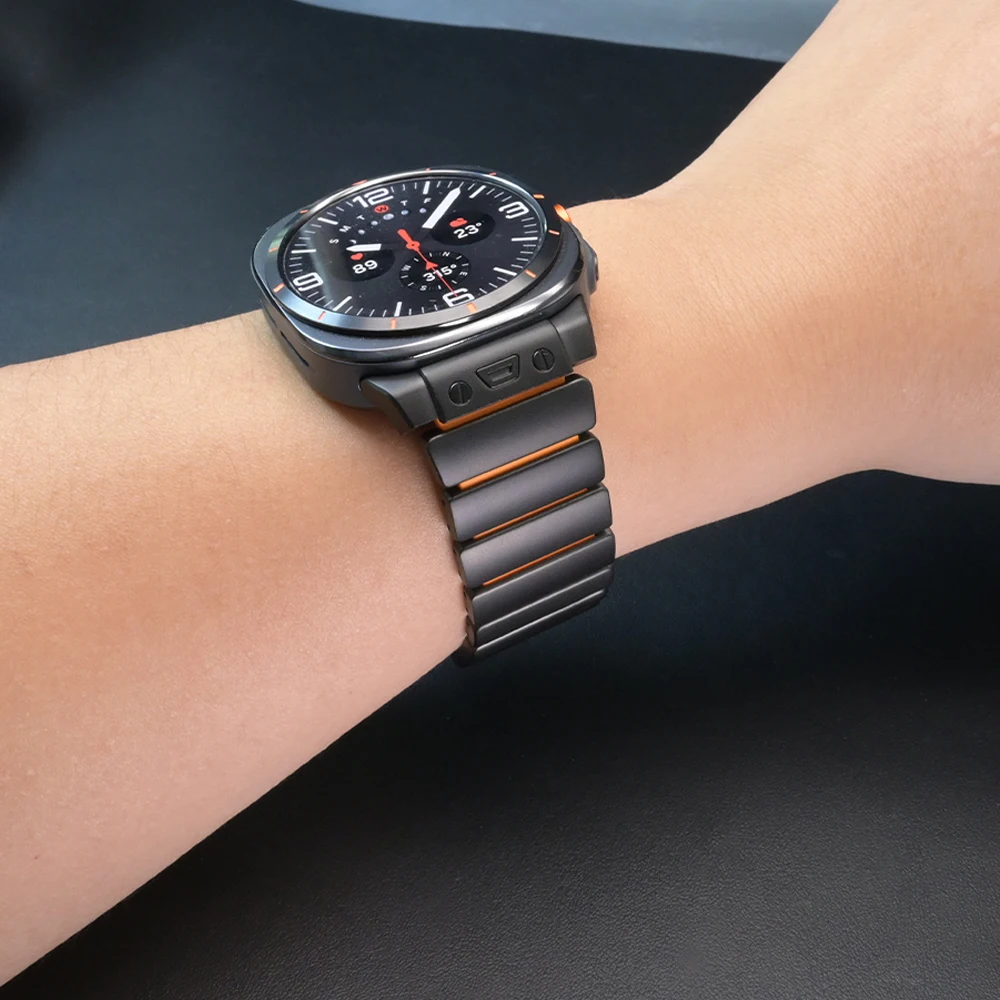 سوار فولاذي فاخر من الفولاذ المقاوم للصدأ لساعة سامسونج جالاكسي الترا 2025 حزام معصم مطاطي لساعة جالاكسي الترا 2024 47 مللي متر ملحقات #5